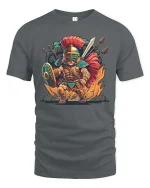 Roman Gladiator Warrior T-Shirt Epic Battle Graphic Tee - gray t-shirt on white background