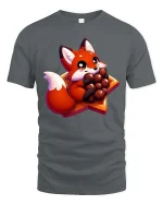 Cute Fox Chocolate T-Shirt Kawaii Sweet Animal Tee - gray t-shirt on white background