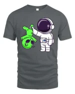 Funny Astronaut Alien T-Shirt Space Humor Graphic Tee - gray t-shirt on white background