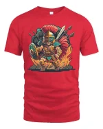 Roman Gladiator Warrior T-Shirt Epic Battle Graphic Tee - red t-shirt on white background