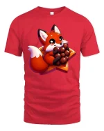 Cute Fox Chocolate T-Shirt Kawaii Sweet Animal Tee - red t-shirt on white background