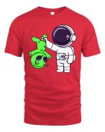 Funny Astronaut Alien T-Shirt Space Humor Graphic Tee - red t-shirt on white background