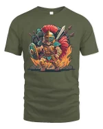 Roman Gladiator Warrior T-Shirt Epic Battle Graphic Tee - military green t-shirt on white background