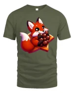 Cute Fox Chocolate T-Shirt Kawaii Sweet Animal Tee - military green t-shirt on white background