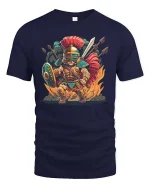 Roman Gladiator Warrior T-Shirt Epic Battle Graphic Tee - navy t-shirt on white background