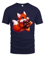 Cute Fox Chocolate T-Shirt Kawaii Sweet Animal Tee - navy t-shirt on white background