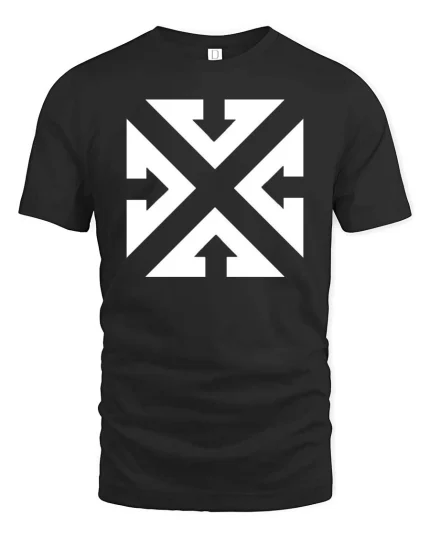 Abstract Arrow X Graphic T-Shirt Minimal Streetwear Tee - black t-shirt on white background