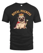 Royal Pugness Crown Dog T-Shirt Funny Cute Pug Lover - black t-shirt on white background
