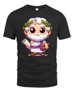 Cute Greek Philosopher Cartoon T-Shirt Funny Thinker Tee - black t-shirt on white background