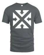 Abstract Arrow X Graphic T-Shirt Minimal Streetwear Tee - gray t-shirt on white background