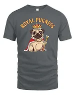 Royal Pugness Crown Dog T-Shirt Funny Cute Pug Lover - gray t-shirt on white background