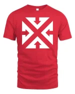 Abstract Arrow X Graphic T-Shirt Minimal Streetwear Tee - red t-shirt on white background