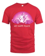 Cute Bunny My Happy Place T-Shirt Kawaii Dark Humor Tee - red t-shirt on white background