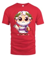 Cute Greek Philosopher Cartoon T-Shirt Funny Thinker Tee - red t-shirt on white background
