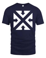 Abstract Arrow X Graphic T-Shirt Minimal Streetwear Tee - navy t-shirt on white background