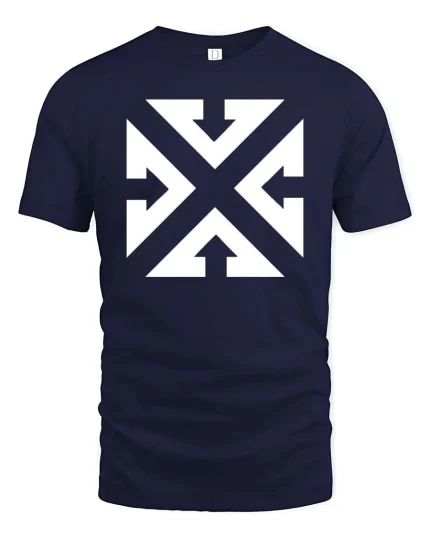 Abstract Arrow X Graphic T-Shirt Minimal Streetwear Tee - navy t-shirt on white background