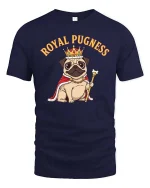 Royal Pugness Crown Dog T-Shirt Funny Cute Pug Lover - navy t-shirt on white background
