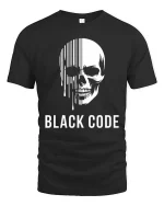 Black Code Skull T-Shirt Dark Aesthetic Graphic Tee - black t-shirt on white background