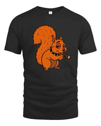 Funny Squirrel T-Shirt Chill Cartoon Animal Graphic Tee - black t-shirt on white background