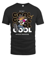 Stay Cool Monkey T-Shirt Street Style Graphic Urban Tee - black t-shirt on white background
