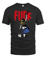 FCK Graffiti Girl T-Shirt Bold Street Art Rebel Tee - black t-shirt on white background