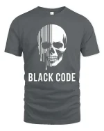 Black Code Skull T-Shirt Dark Aesthetic Graphic Tee - gray t-shirt on white background