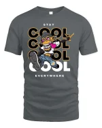 Stay Cool Monkey T-Shirt Street Style Graphic Urban Tee - gray t-shirt on white background