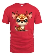 Cute Angry Deer T-Shirt Funny Kawaii Animal Graphic Tee - red t-shirt on white background