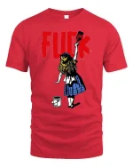 FCK Graffiti Girl T-Shirt Bold Street Art Rebel Tee - red t-shirt on white background