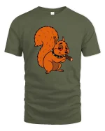 Funny Squirrel T-Shirt Chill Cartoon Animal Graphic Tee - military green t-shirt on white background