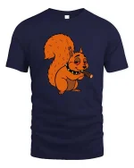 Funny Squirrel T-Shirt Chill Cartoon Animal Graphic Tee - navy t-shirt on white background