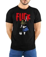 FCK Graffiti Girl T-Shirt Bold Street Art Rebel Tee - model wearing black tee with hands behind back