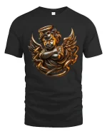 Golden Angel Cherub T Shirt Dark Gothic Art Graphic Tee - black t-shirt on white background