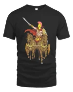 Spartan Warrior Chariot T Shirt Epic Ancient Greek Hero Tee - black t-shirt on white background