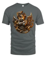Golden Angel Cherub T Shirt Dark Gothic Art Graphic Tee - gray t-shirt on white background