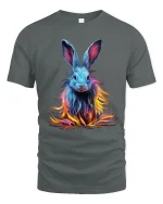 Colorful Neon Bunny T Shirt Vibrant Fantasy Rabbit Tee - gray t-shirt on white background