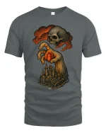 Dark Fantasy Skull Hand T Shirt Gothic Steampunk Art Tee - gray t-shirt on white background