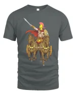 Spartan Warrior Chariot T Shirt Epic Ancient Greek Hero Tee - gray t-shirt on white background