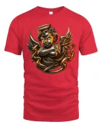 Golden Angel Cherub T Shirt Dark Gothic Art Graphic Tee - red t-shirt on white background