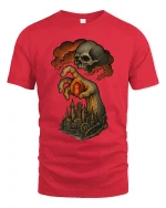 Dark Fantasy Skull Hand T Shirt Gothic Steampunk Art Tee - red t-shirt on white background