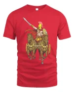 Spartan Warrior Chariot T Shirt Epic Ancient Greek Hero Tee - red t-shirt on white background