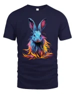 Colorful Neon Bunny T Shirt Vibrant Fantasy Rabbit Tee - navy t-shirt on white background