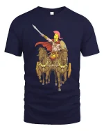 Spartan Warrior Chariot T Shirt Epic Ancient Greek Hero Tee - navy t-shirt on white background