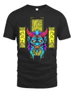 Neon Demon Oni Mask Graphic T-Shirt Streetwear Style - black t-shirt on white background