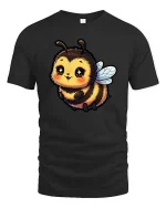 Cute Bumble Bee Graphic T-Shirt Kawaii Cartoon Honey Tee - black t-shirt on white background