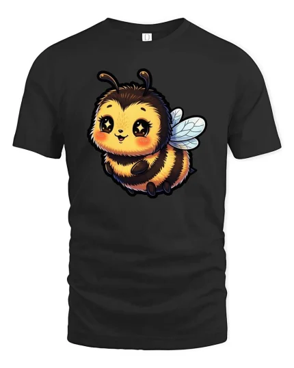 Cute Bumble Bee Graphic T-Shirt Kawaii Cartoon Honey Tee - black t-shirt on white background