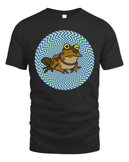 Hypnotic Frog Graphic T-Shirt Trippy Psychedelic Art Tee - black t-shirt on white background