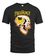 High Frequency Skull Graphic T-Shirt Edgy Streetwear Tee - black t-shirt on white background