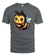 Cute Bumble Bee Graphic T-Shirt Kawaii Cartoon Honey Tee - gray t-shirt on white background