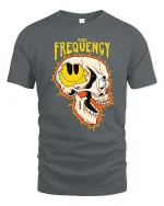 High Frequency Skull Graphic T-Shirt Edgy Streetwear Tee - gray t-shirt on white background